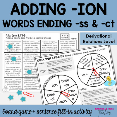 Adding Suffix -ION to Root Words Derivational Relations Games and Activities