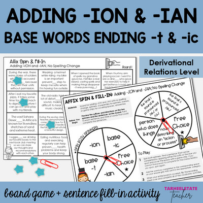 Adding -ION, -IAN to Root Words Derivational Relations Games and Activities