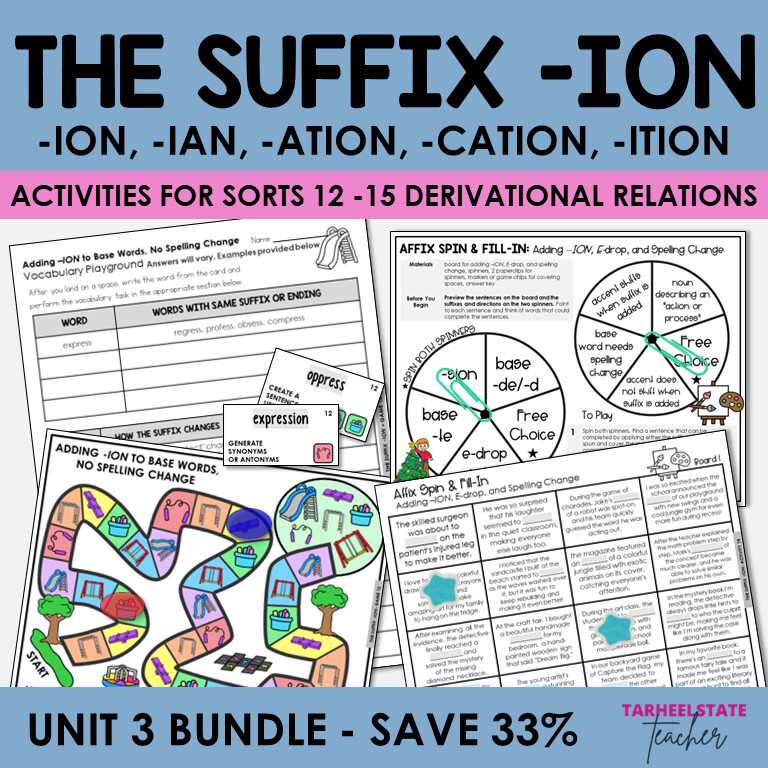 Suffixes with -ION Activities Derivational Relations Games