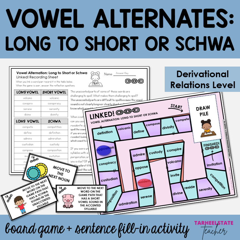 Distinguish Long and Short Vowel Sounds &amp; Schwa Sound Activities Related Words