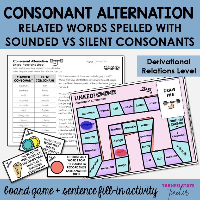 Consonant Alternation Related Words Derivational Relations Games Activities