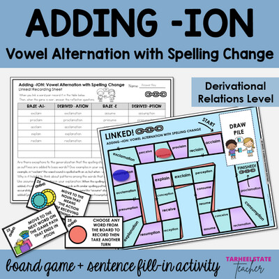 Adding -ION Vowel Alternation among Related Words with Spelling Change