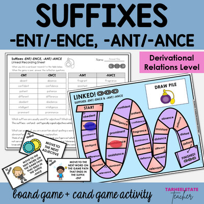 Suffixes ENT ENCE ANT ANCE Games and Activities Derivational Relations Spellers