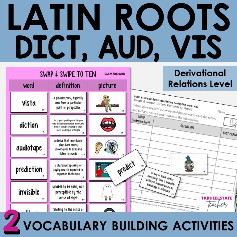 Latin Roots DICT, AUD, VIS Derivational Relations Games and Activities