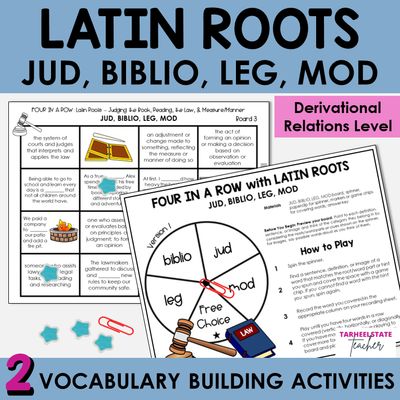 Latin Roots JUD, BIBLIO, LEG, MOD Derivational Relations Games and Activities