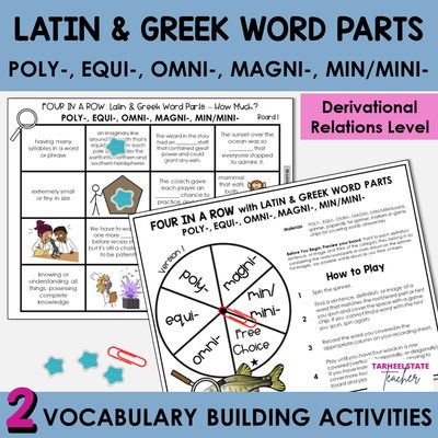 Latin and Greek Word Parts POLY, EQUI, OMNI, MAGNI, MIN/MINI Games Activities