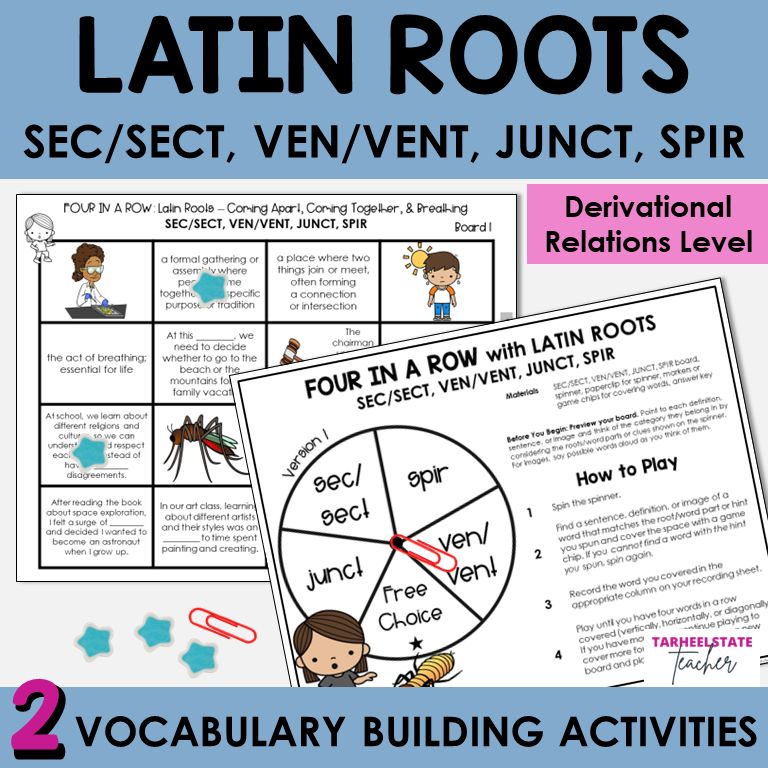 Latin Roots SEC/SECT, VEN/VENT, JUNCT, SPIR Derivational Relations Activities