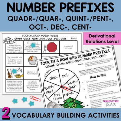 Number Prefixes QUADR/QUAR, QUINT/PENT, OCT, DEC, CENT Games and Activities