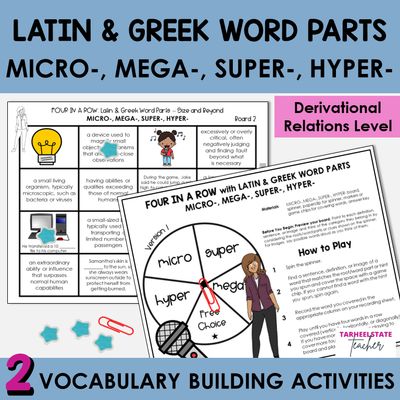 Greek and Latin Prefixes MICRO, MEGA, SUPER, HYPER Derivational Games Activities