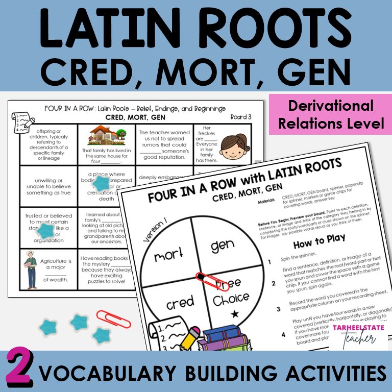 Latin Roots CRED, MORT, GEN Derivational Relations Games and Activities