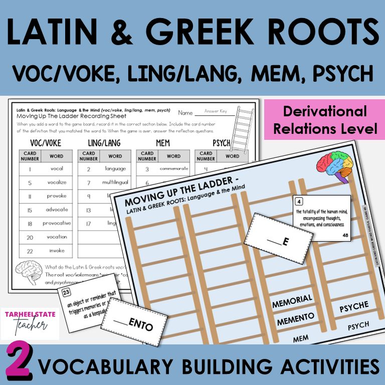 Latin and Greek Roots VOC/VOKE, LING/LANG, MEM, PSYCH Games and Activities