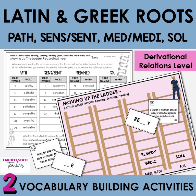 Latin and Greek Roots PATH, SENS/SENT, MED/MEDI, SOL Games and Activities
