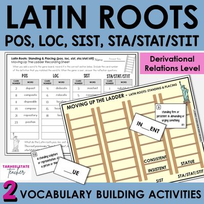 Latin Roots POS, LOC, SIST, STA/STAT/STIT Derivational Relations Game Activities