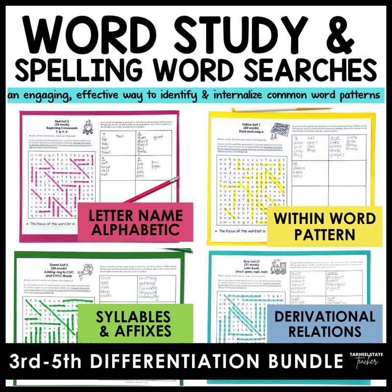 Words Their Way Word Search Activities Bundle 2nd and 3rd Edition