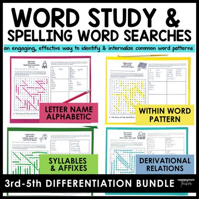 Words Their Way Word Search Activities Bundle 2nd and 3rd Edition