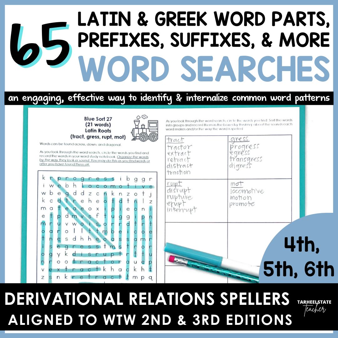 Derivational Relations Words Their Way Word Search Activities
