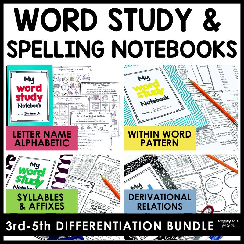 Words Their Way Activities Printable Notebooks w Digital Google Slides