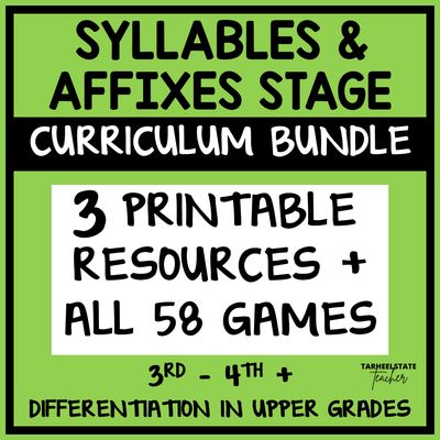 Syllables Affixes Spelling 3rd 4th Grade Activity Game Centers Words Their Way