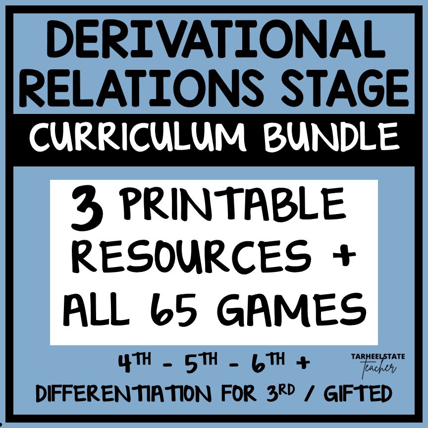 Derivational Relation 4th 5th 6th Spelling Activity Game Centers Words Their Way