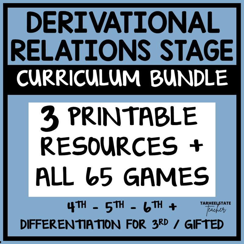 Derivational Relation 4th 5th 6th Spelling Activity Game Centers Words Their Way