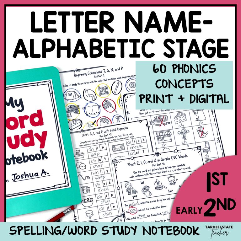 Letter Name Alphabetic Spellers Words Their Way Activities Independent Word Study Notebook