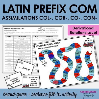 Assimilated Chameleon Prefix COM to COL COR CO CON Derivational Games Activity