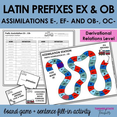 Assimilated Chameleon Prefixes EX-, OB- Derivational Relations Games Activities