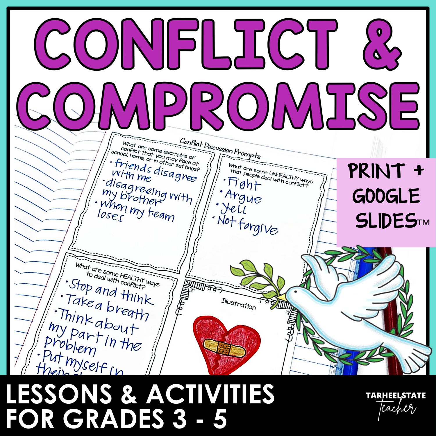 Conflict Resolution Activities for SEL Print and Digital Morning Meeting Slides