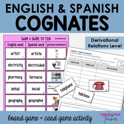 English and Spanish Cognates Derivational Relations Games and Activities