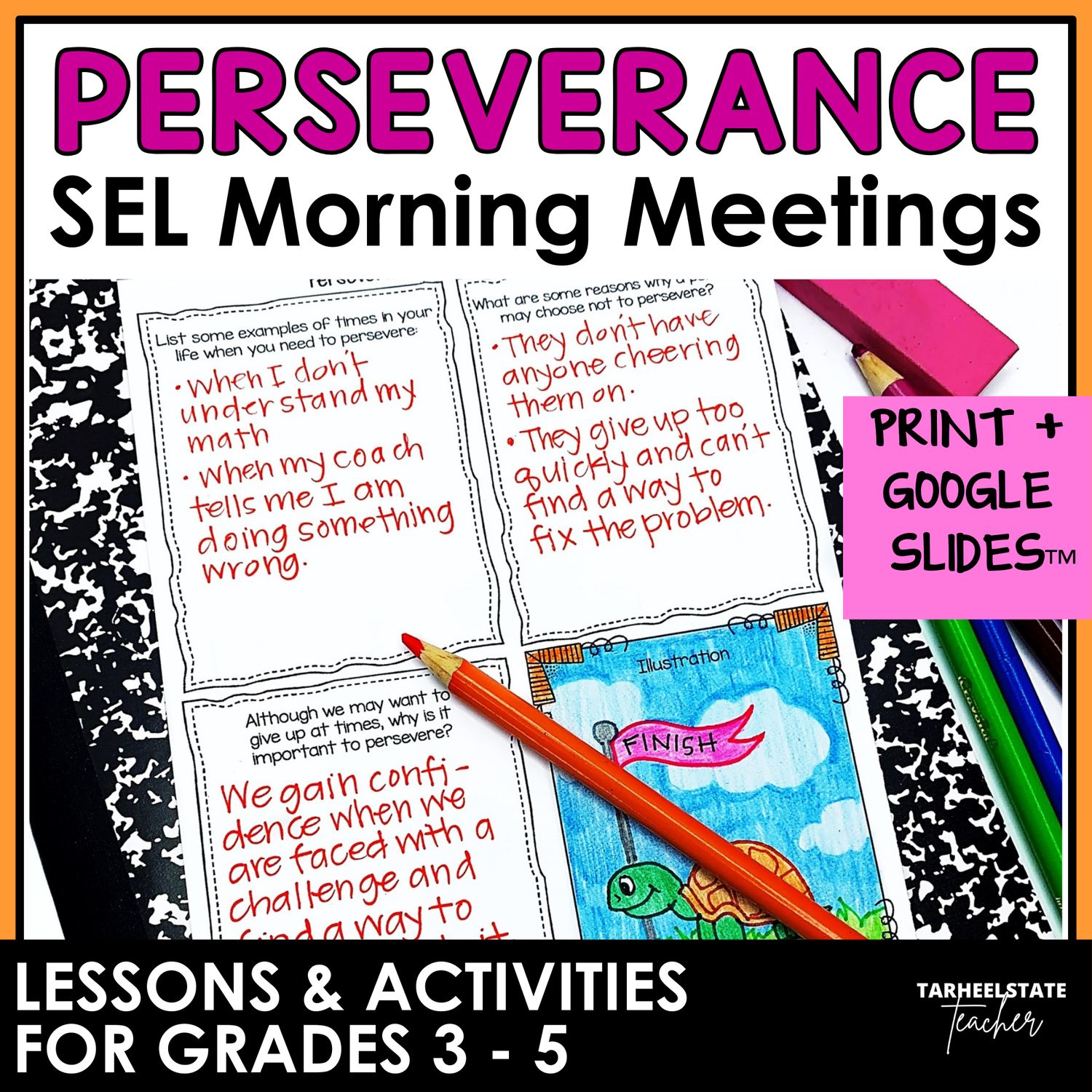 Perseverance Activities for SEL Print and Digital Morning Meeting Slides