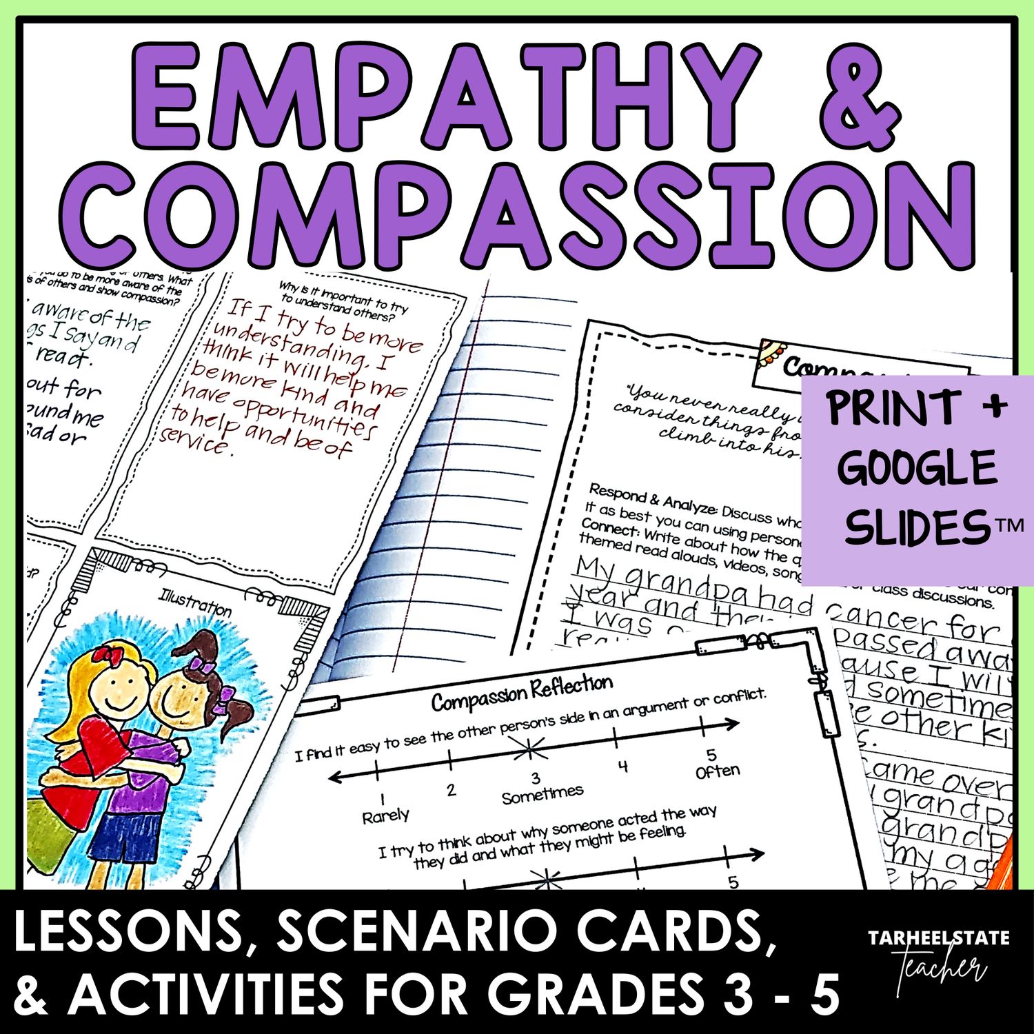 Teaching Compassion Activities for SEL Print and Digital Morning Meeting Slides