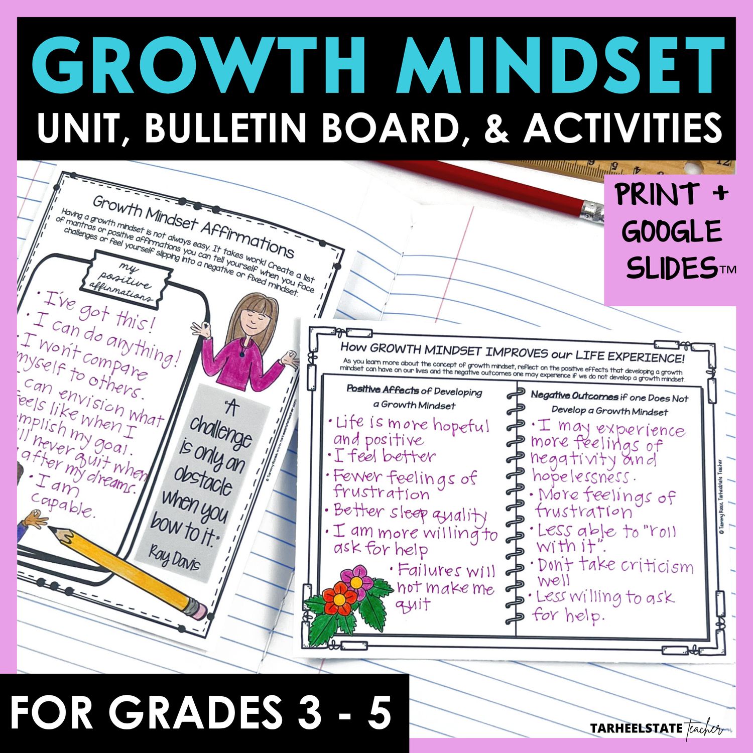 Growth Mindset Activities for SEL Print and Digital Morning Meeting Slides