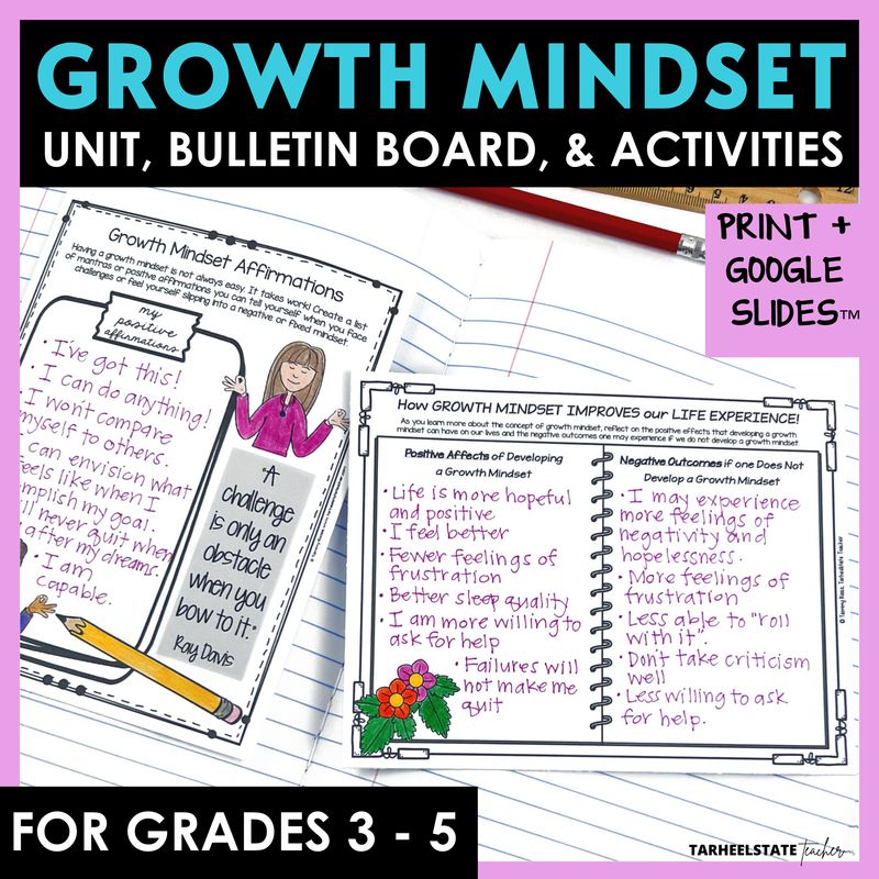 Growth Mindset Activities for SEL Print and Digital Morning Meeting Slides
