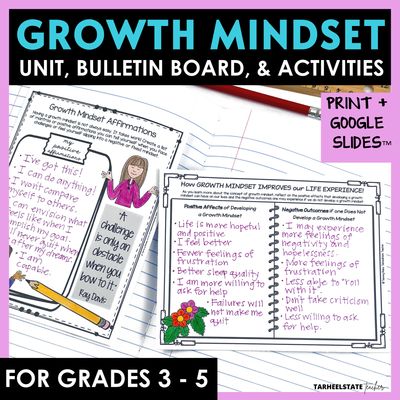 Growth Mindset Activities for SEL Print and Digital Morning Meeting Slides