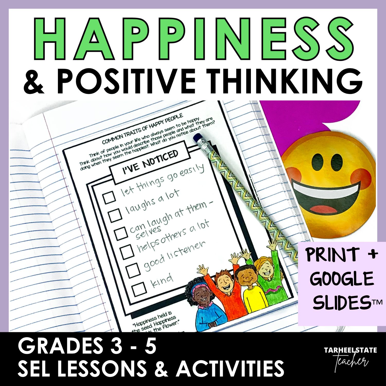 Happiness Lesson Plans PDF for Morning Meeting Activities with Google Slides