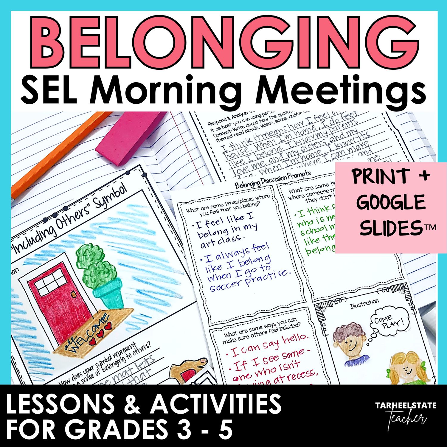 SEL Activities Print and Digital Morning Meeting Slides BELONGING