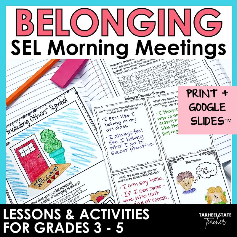 SEL Activities Print and Digital Morning Meeting Slides BELONGING