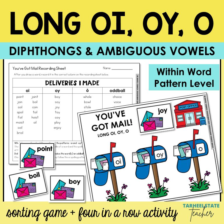 Long O Sort with OI and OY Sort Vowel Diphthongs Games Spelling Games Printable
