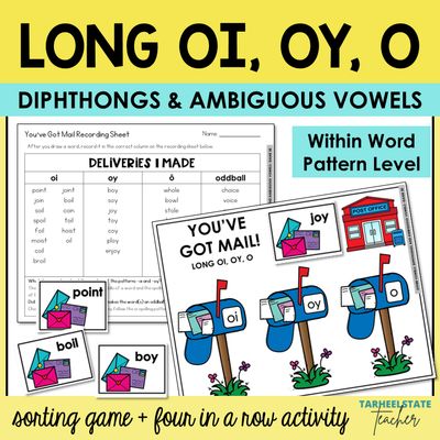Long O Sort with OI and OY Sort Vowel Diphthongs Games Spelling Games Printable