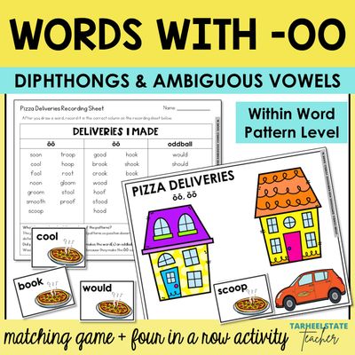 OO Vowel Team Variant Vowels Games for Sounds of OO Unpredictable Vowel Teams