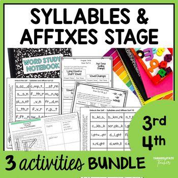 Syllables and Affixes Printable Words Their Way Spelling Activities 4th Grade