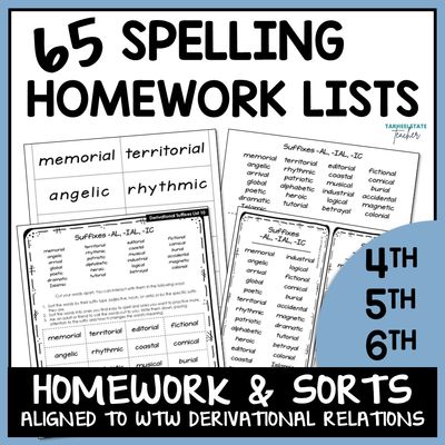 Weekly Spelling Homework Multisyllabic Word Lists Words Their Way Spelling Lists