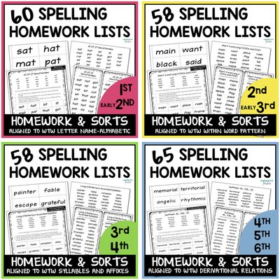 ON SALE THROUGH 10/17 Weekly Spelling Homework Bundle Words Their Way Spelling Lists