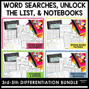 Words Their Way ALL Printable Spelling Activities Leveled Bundle 3rd 4th 5th