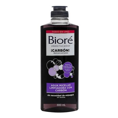 BIORE AGUA MICELAR LIMPIADORA CON CARBON 6/300ML