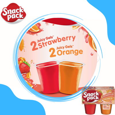 GELATINA HUNTS STRAWBERRY &amp; ORANGE 4 CUPS