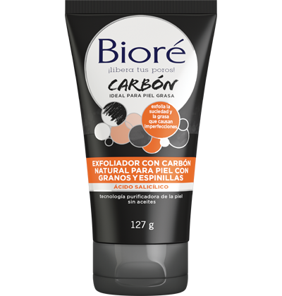BIORE EXFOLIADOR CON CARBON NATURAL PARA PIEL CON GRANOS Y ESPINILLAS 127 G