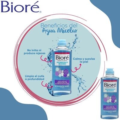 BIORE AGUA MICELAR LIMPIADORA CON BICARBONATO CON SODIO 300 ML