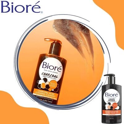 BIORE LIMPIADOR CON CARBON NATURAL PARA PIEL CON GRANOS Y ESPINILLAS 200 ML