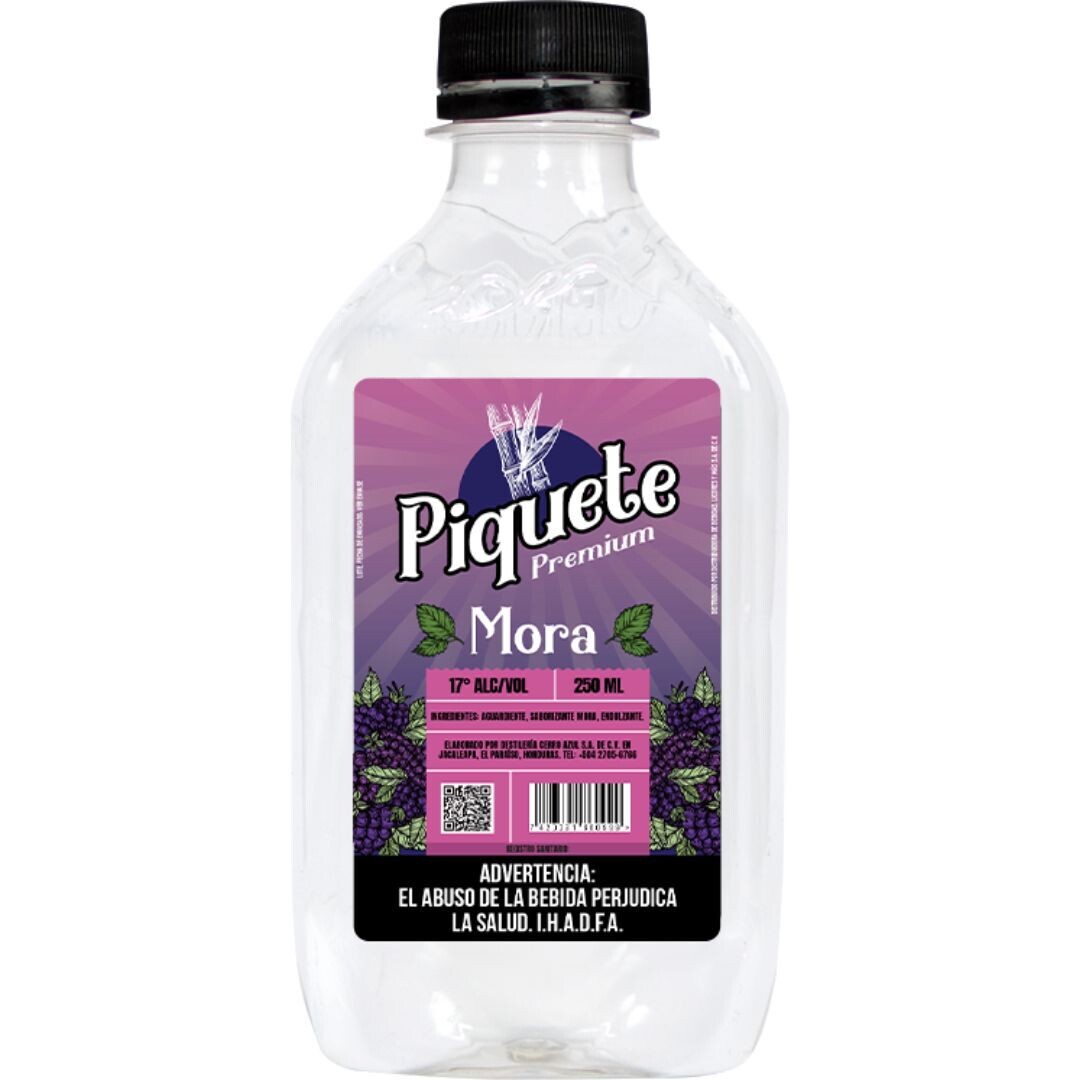 PIQUETE AGUARDIENTE PREMIUM MORA 17° 250 ML